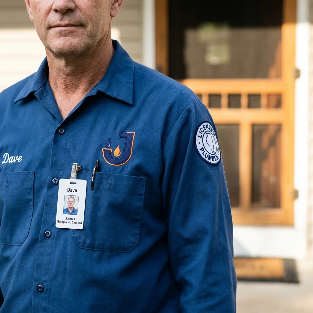 Licensed plumber showing ID badge in Port Wentworth, GA