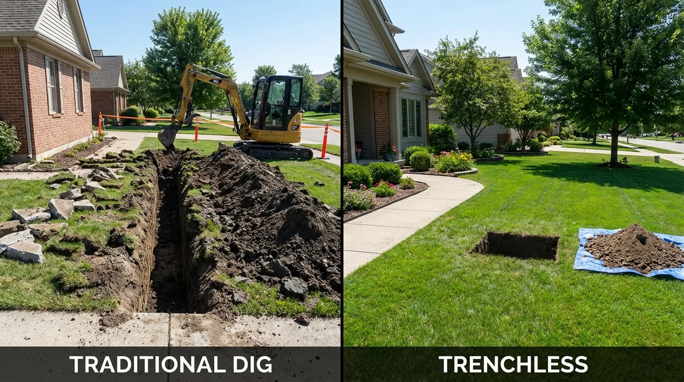Trenchless sewer repair with minimal yard damage versus traditional excavation in Port Wentworth, GA